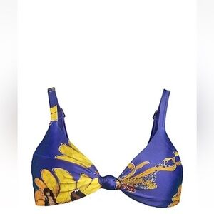 Farm Rio Mermaid Banana Blue Bikini Top Size M